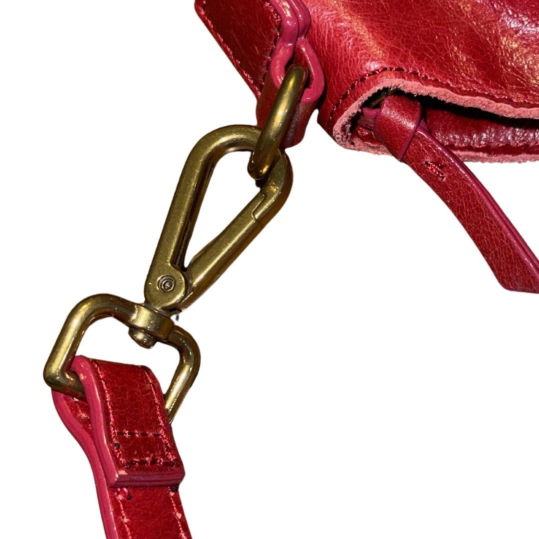 Elliott Lucca Dome Satchel Bag Red Genuine Leather Crossbody Purse