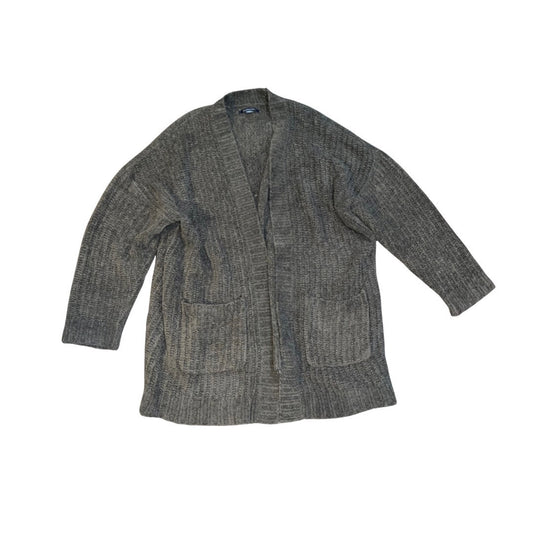 American Eagle Gray Open Front Chunky Knit Cardigan Pockets Size Medium