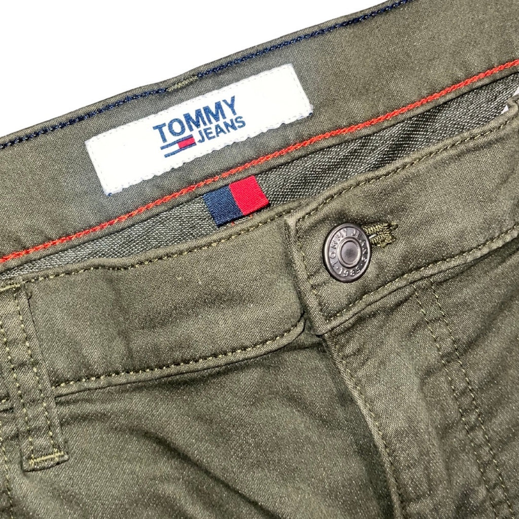 Tommy Hilfiger Jeans Chino Denim Green Slim Fit Pants Size 36x32 Casual Preppy