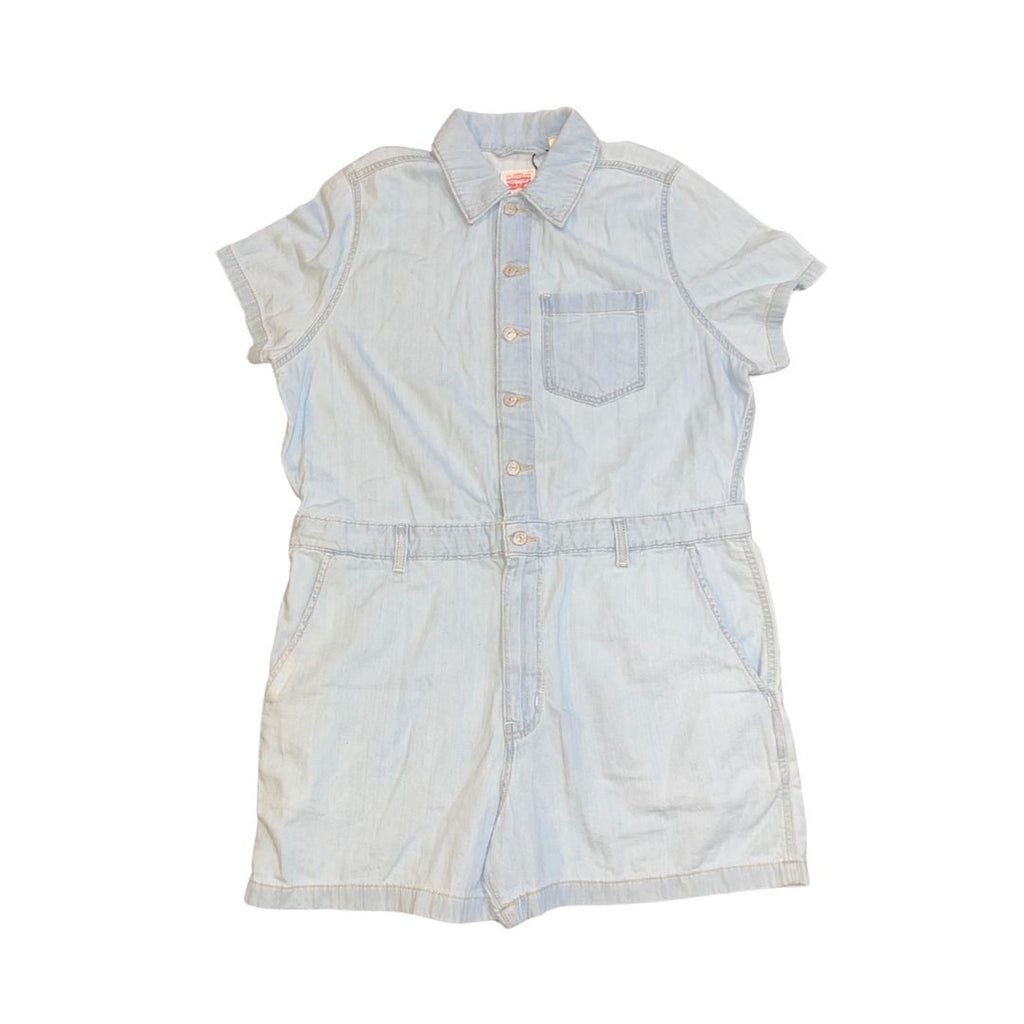 Levi's Heritage Short Sleeve Button up Romper XL Belt loops Jumper One Piece NWT