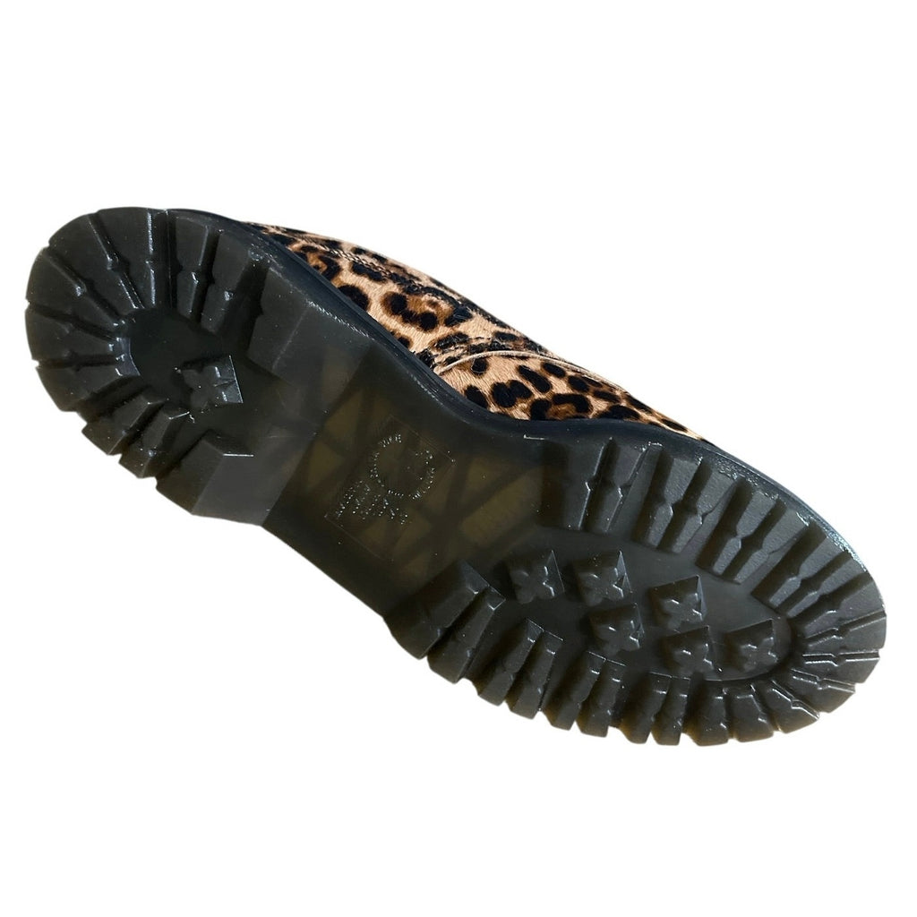 Dr. Martens Lowell Leopard Print Moc Toe Shoes Hair On SZ 9 NWB Lace up Oxford