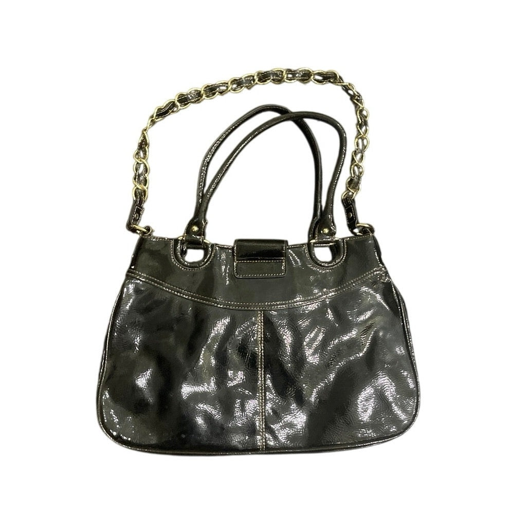 Merona Patent Faux Leather Shoulder Bag Belted Chain Y2K Vintage Slouchy Hobo