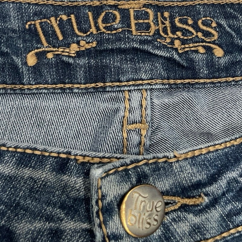 True Bliss Straight Leg Denim Jeans Women Size 14 Dark Blue Wash Western Boho