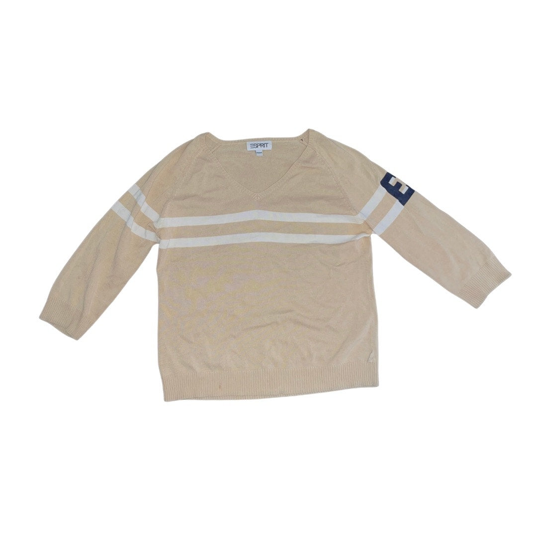 Esprit V-neck Long Sleeve E Patch Sweater Knit Light preppy Size Small