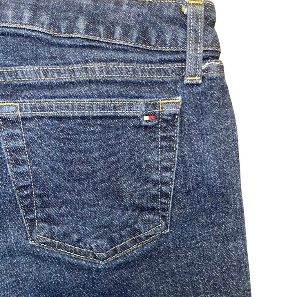Tommy Hilfiger Mid Rise Denim Jean Shorts Size 4 Cuffed Hem Dark Blue Wash