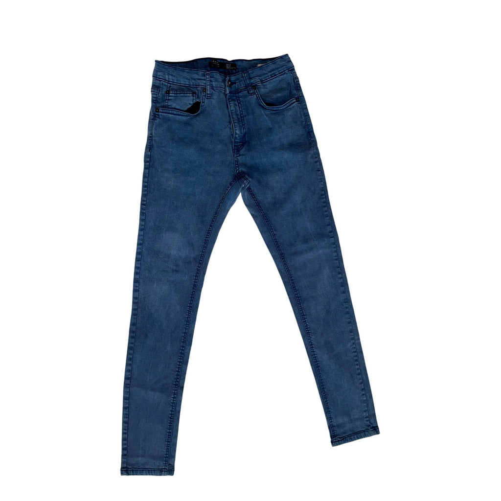 Zara Men Skinny Blue Denim Jeans Powerstitch Size 31 Casual Preppy Nautical