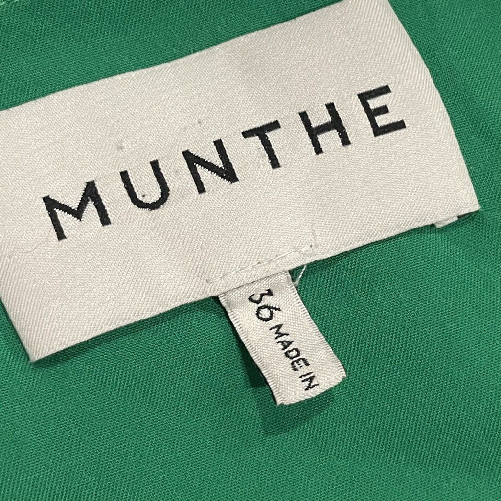 Munthe Distant Green Dress 100% Silk Short Size 36 (4) Bat Sleeves Flowy Artsy