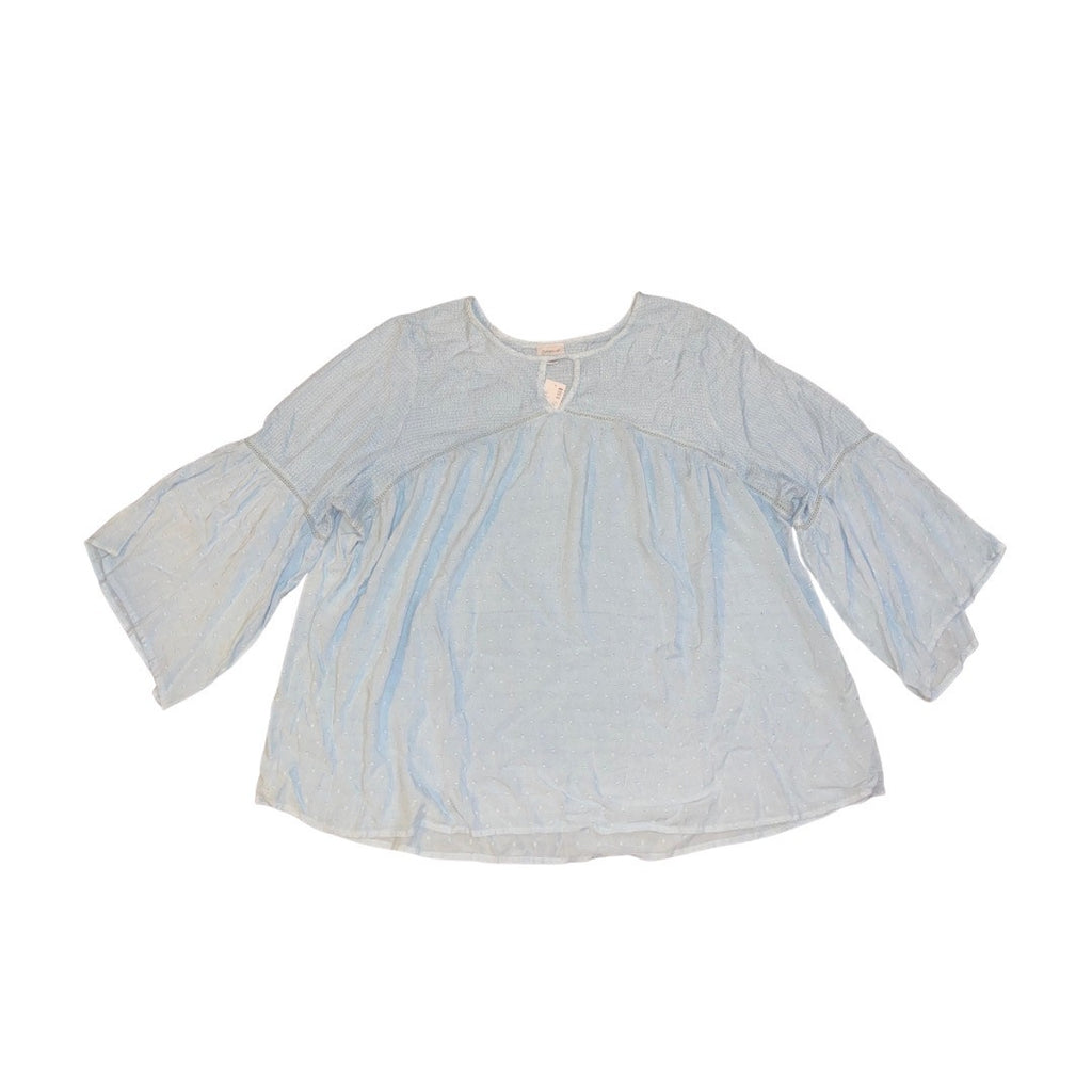 Avenue Light Blue Babydoll Blouse Women Top Plus Size 26/28 Boho NWT
