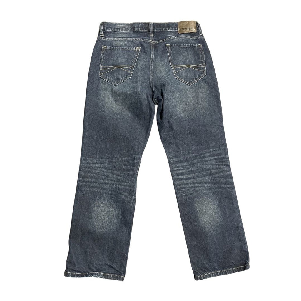 Express Blake Loose Fit Straight Leg Dark Wash Denim Jeans Size 34X30 Streetwear