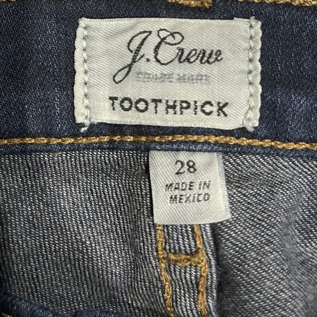 J. Crew Toothpick Skinny Dark Blue Wash Denim Jeans Size 28 Mid rise slim Casual