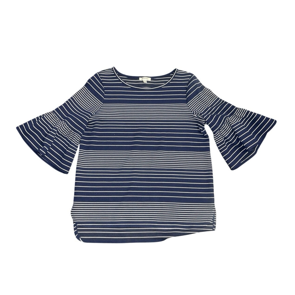 Max Studio Striped Pique Bell Sleeve Top Size Medium Career Office Dressy Casual