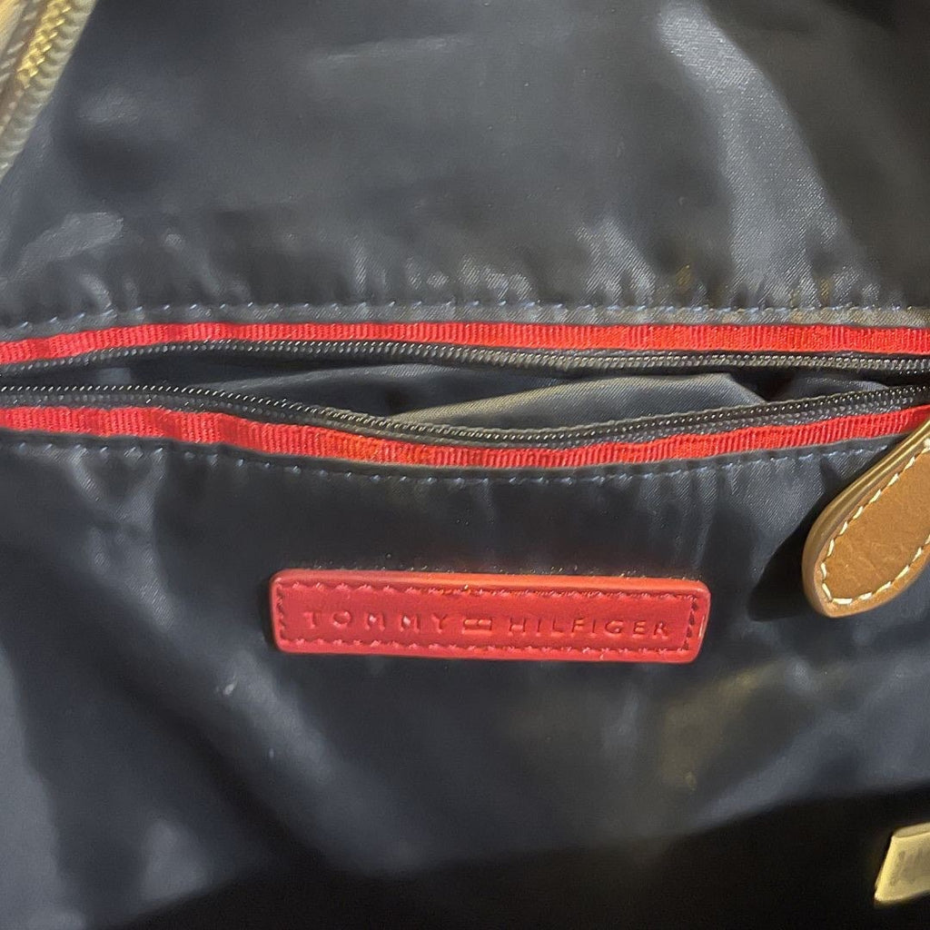 Tommy Hilfiger Monogram Canvas Mini Backpack Silver Charm Y2K Travel Daypack