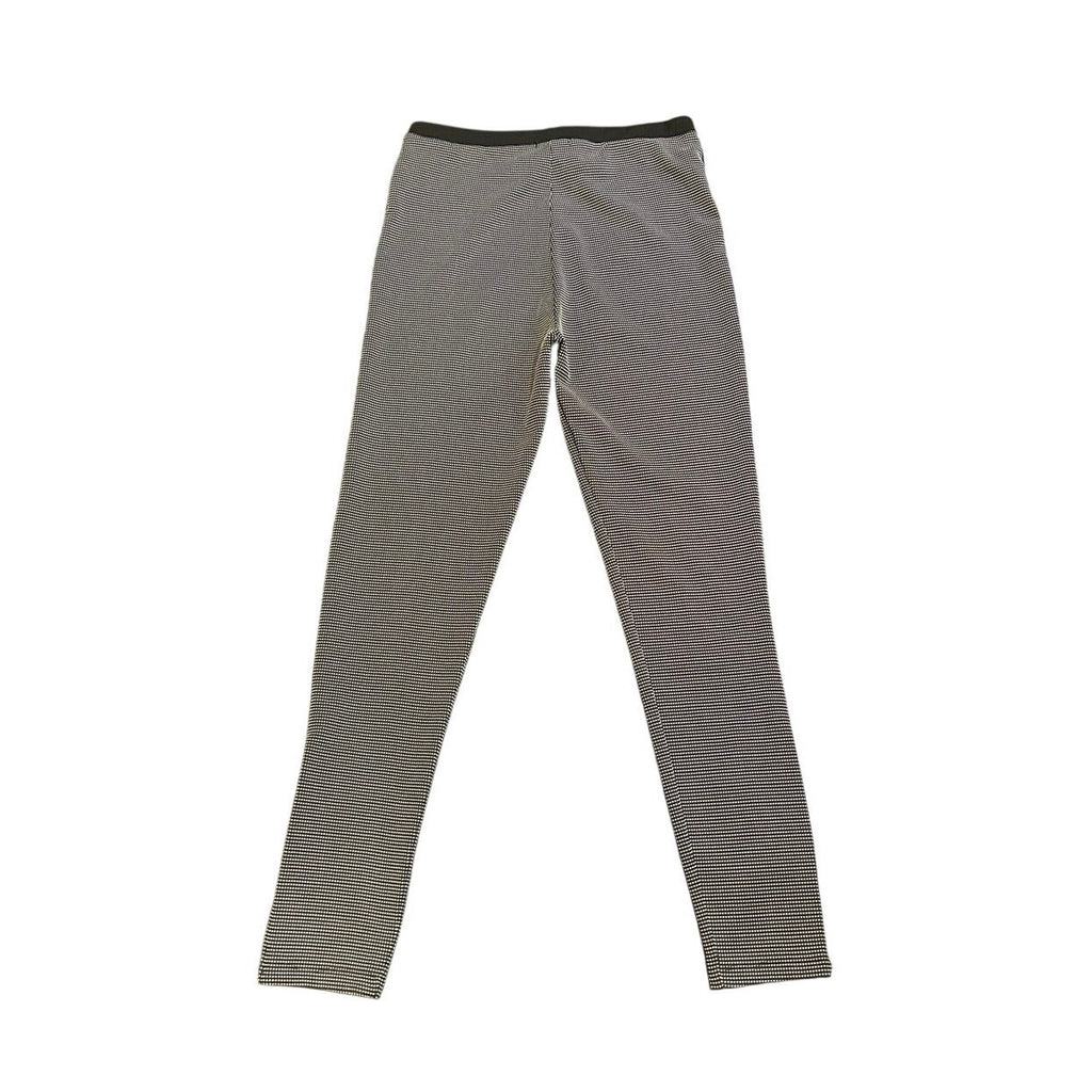 Connection 18 Black White Micro Check Pattern Ankle Zipper Pull On Pants Stretch