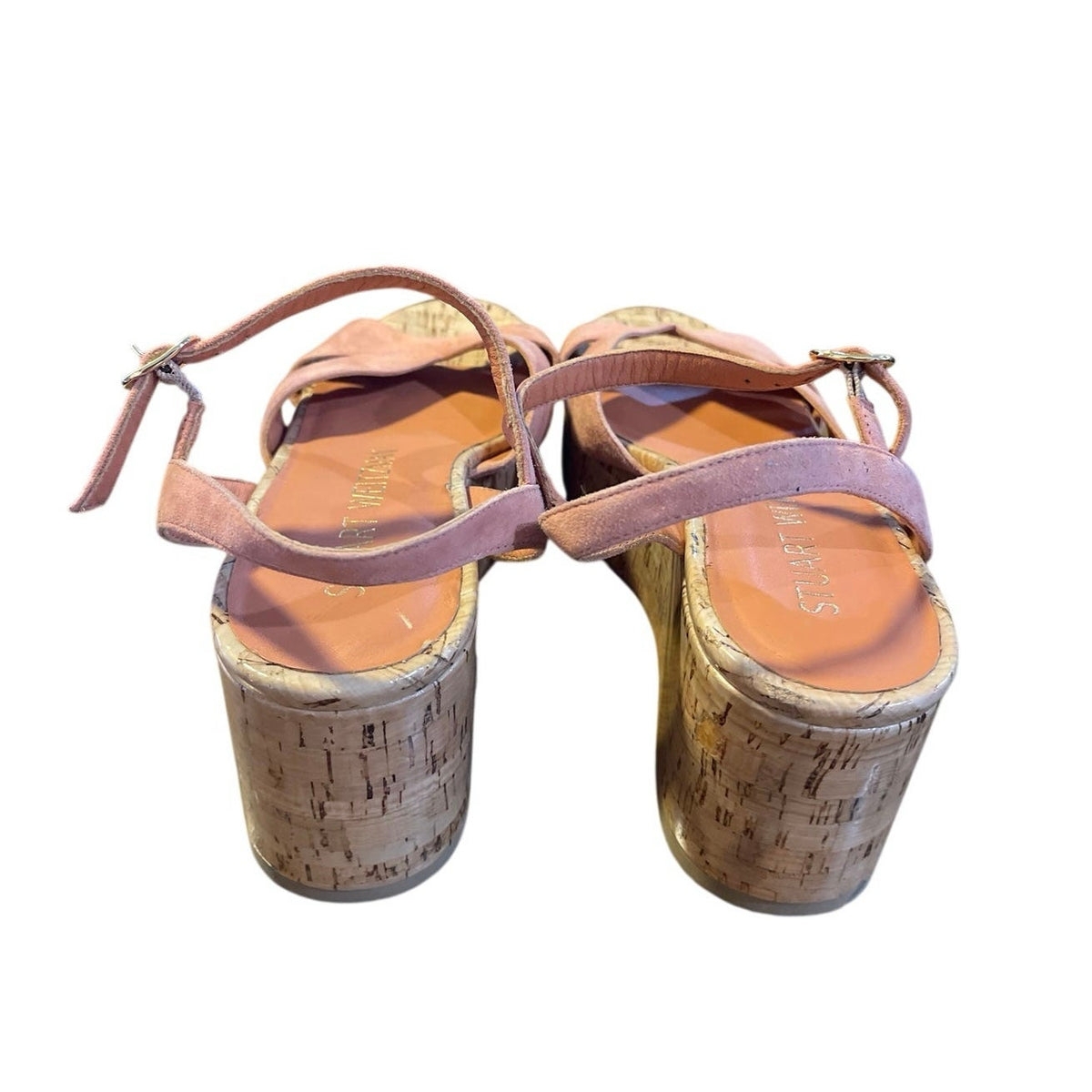 Stuart Weitzman Carmen Midi Crisscross Cork Platform Wedge Sandal SZ 7.5 Spain