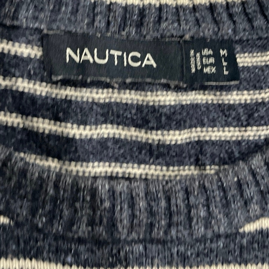 Nautica Striped Crewneck Pullover Sweater Size Medium Nautical Coastal Old Money