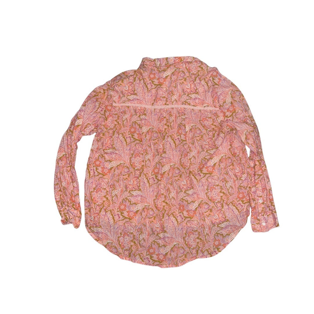 Sundance Pink Paisley Blouse Top Long Sleeve 100% Size PL Boho Casual