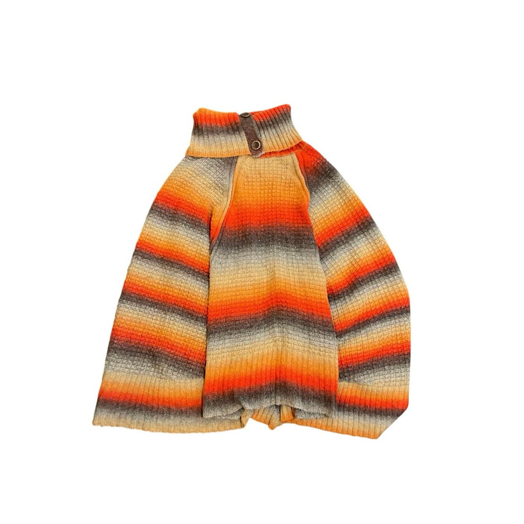 Democracy Multicolor Striped Knit Poncho Sweater SZ L/XL Boho Cabincore Artsy