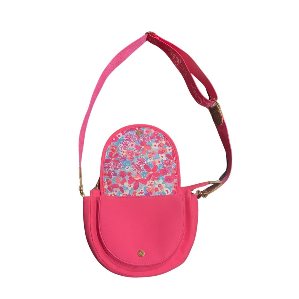 Lilly Pulitzer Giavanna Neoprene Hot Pink Crossbody Crescent Bag NEW Barbie