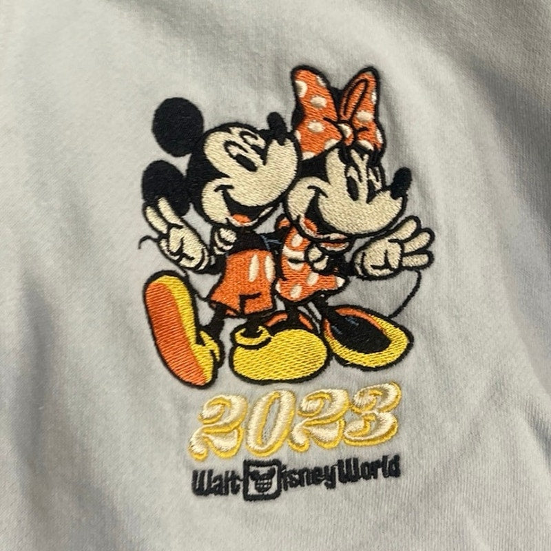 Disney Light Blue Full Zip Hoodie Embroidered  Mickey Minnie Sweater SZ XS