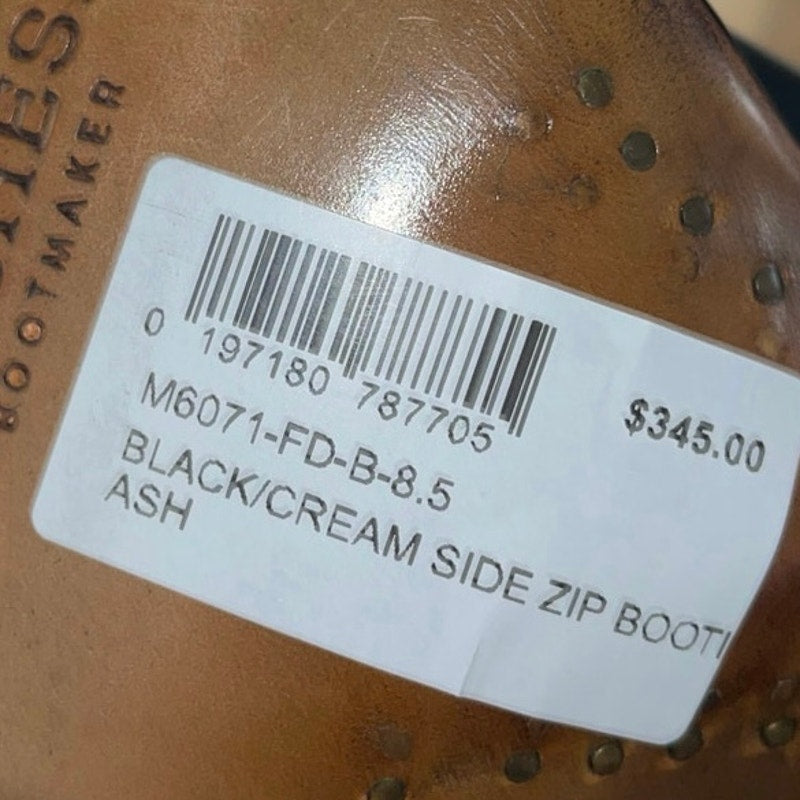 Lucchese Women Cream Black Cowboy Western Bootie (Ash Boot) Size 8.5 NWT Rodeo