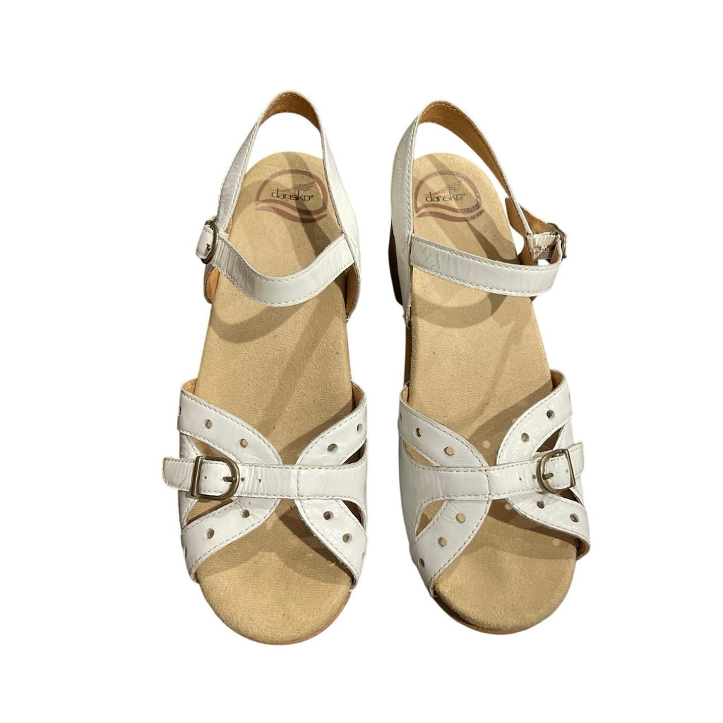 Dansko Sissy Strappy Leather Clog Sandals SZ 40 Wooden Heels Boho Indie