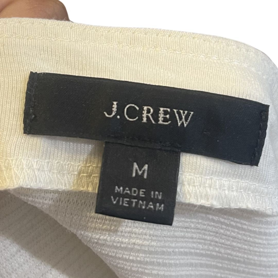 J. Crew Off White Texture Button Front Tank Blouse Size Medium Preppy Summer