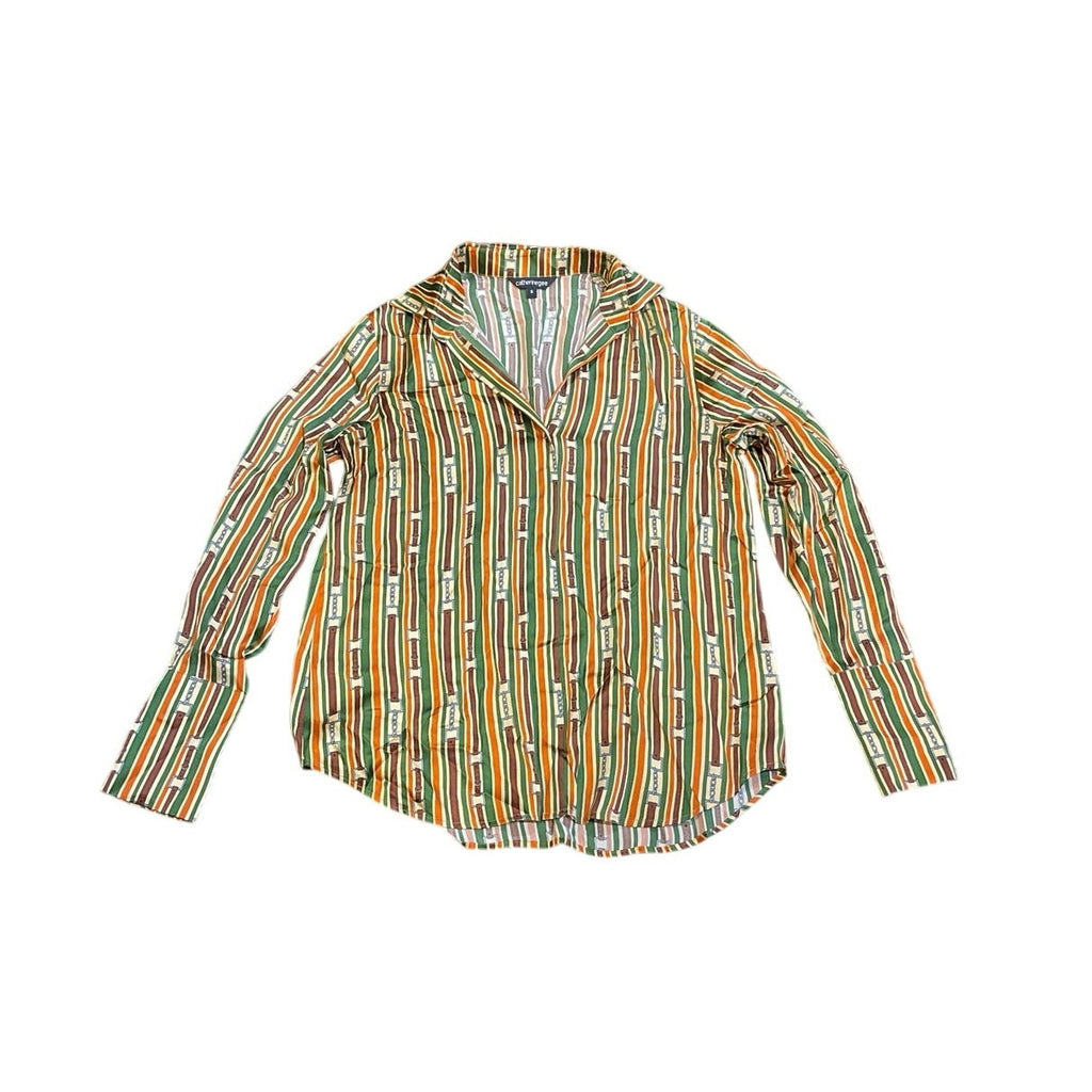 Catherine Gee Daria French Cuff Silk Blouse Thin Belt SZ S Elegant Equestrian
