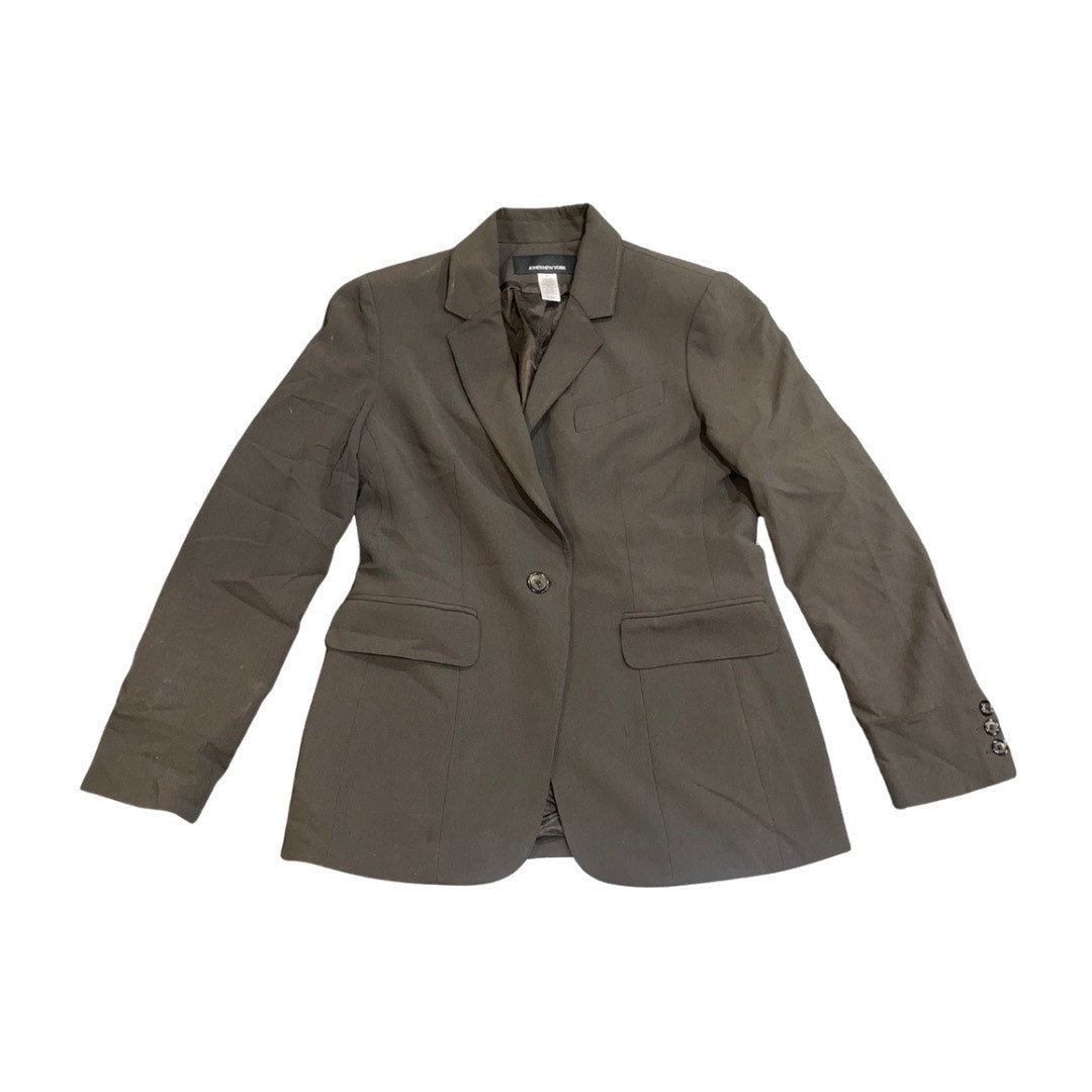 Jones New York Brown One button Blazer Jacket Size 6 Career Office Professional