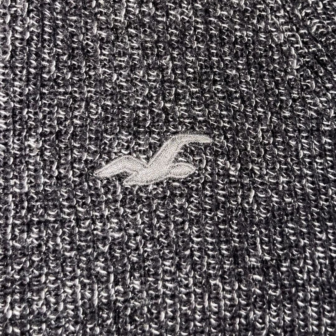 Hollister Co. Logo Men's Marbled Knit Charcoal Crewneck Sweater Size XS Y2K