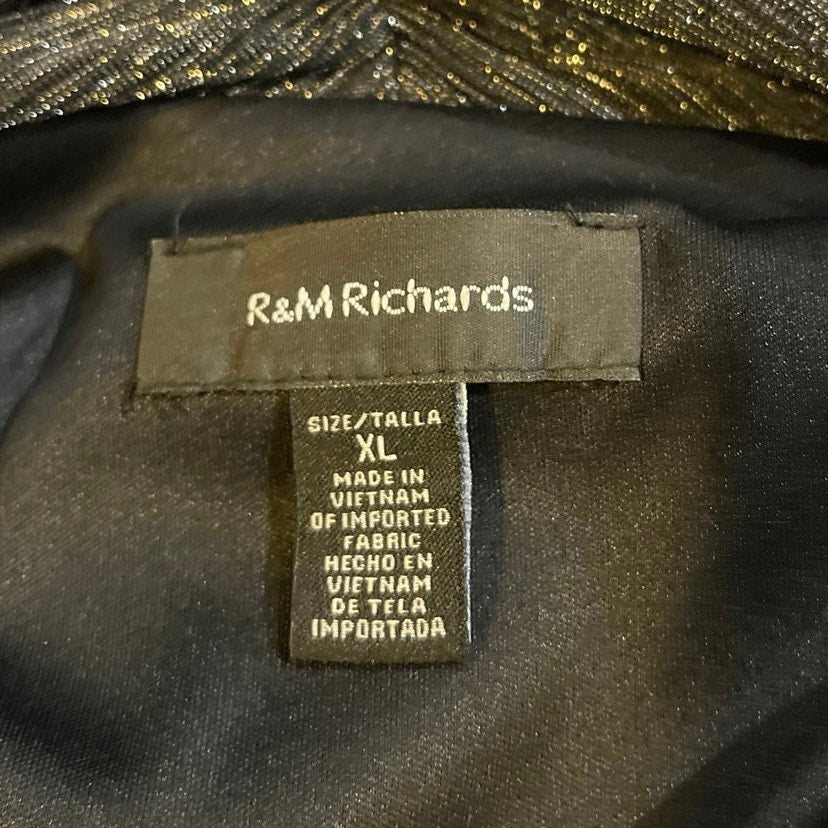 Vintage R&M Richards Black Silver Open Front Cardigan Tank Set XL Formal Elegant