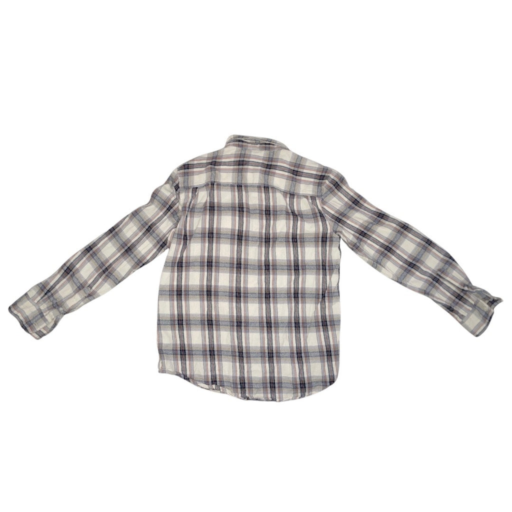 Retrofit Men's Flannel Long Sleeve brown tone plaid button up shirt size L
