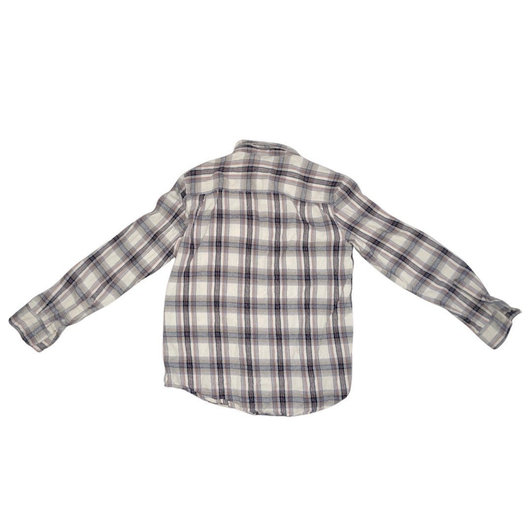 Retrofit Men's Flannel Long Sleeve brown tone plaid button up shirt size L