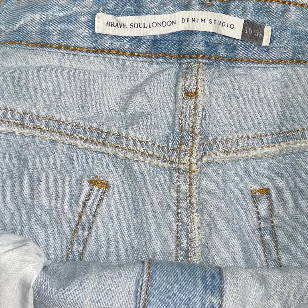 Brave Soul London Denim Studio Skirt light blue jean wash Size 10