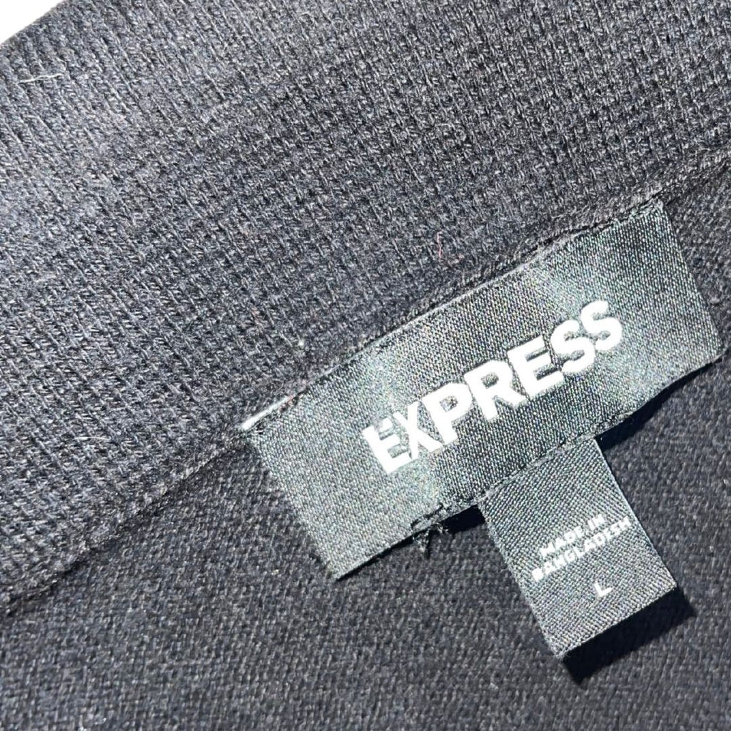 Express Asymmetrical Striped Short Sleeve Zip Polo Large Style 90s Retro Y2K