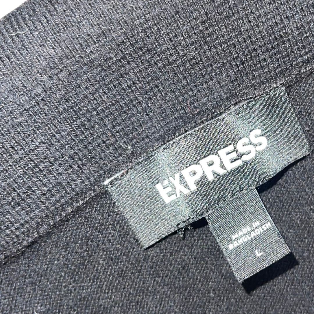 Express Asymmetrical Striped Short Sleeve Zip Polo Large Style 90s Retro Y2K