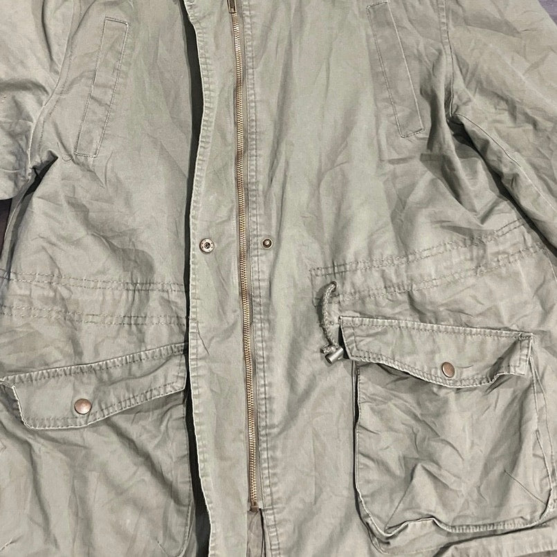 Ambiance Outerwear Olive Green Cargo Military Utility Jacket Size 1X Gorpcore