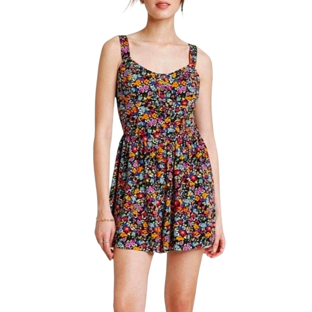 Wild Fable Multicolor Floral Smoked Tank Romper Shorts Large Artsy Garden Chic