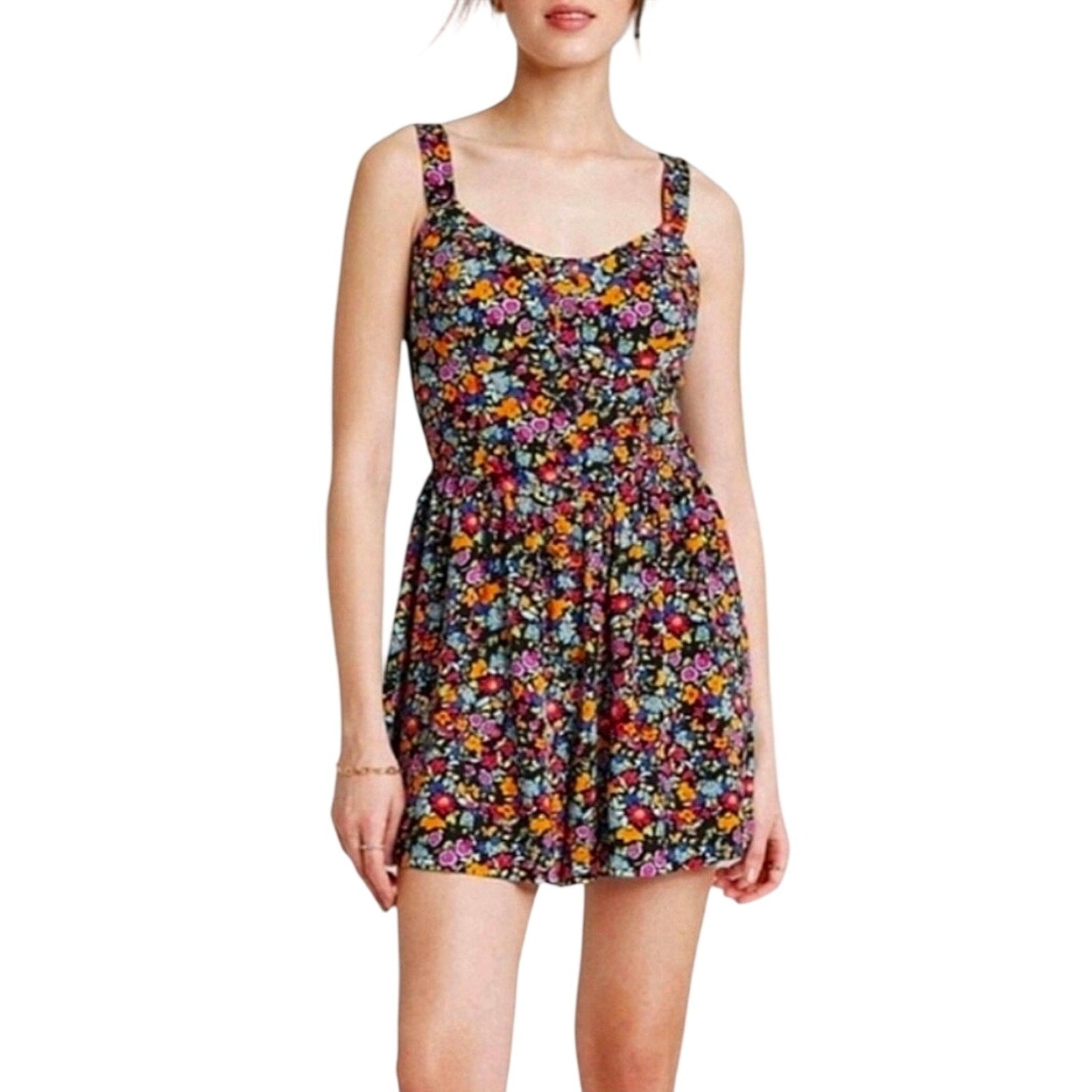 Wild Fable Multicolor Floral Smoked Tank Romper Shorts Large Artsy Garden Chic