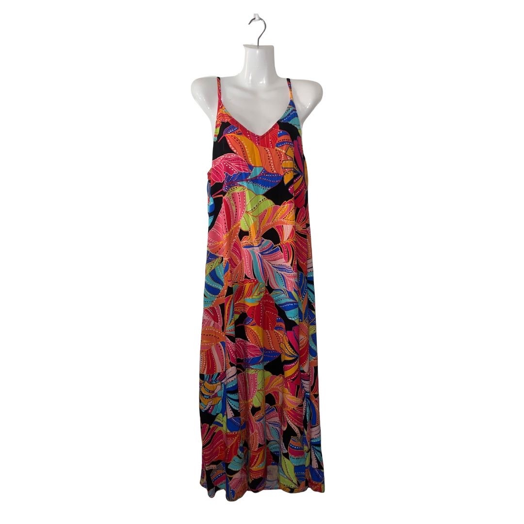 Vince Camuto Floral Print Sleeveless V-Neck Maxi Dress Large Summer Chic Beach