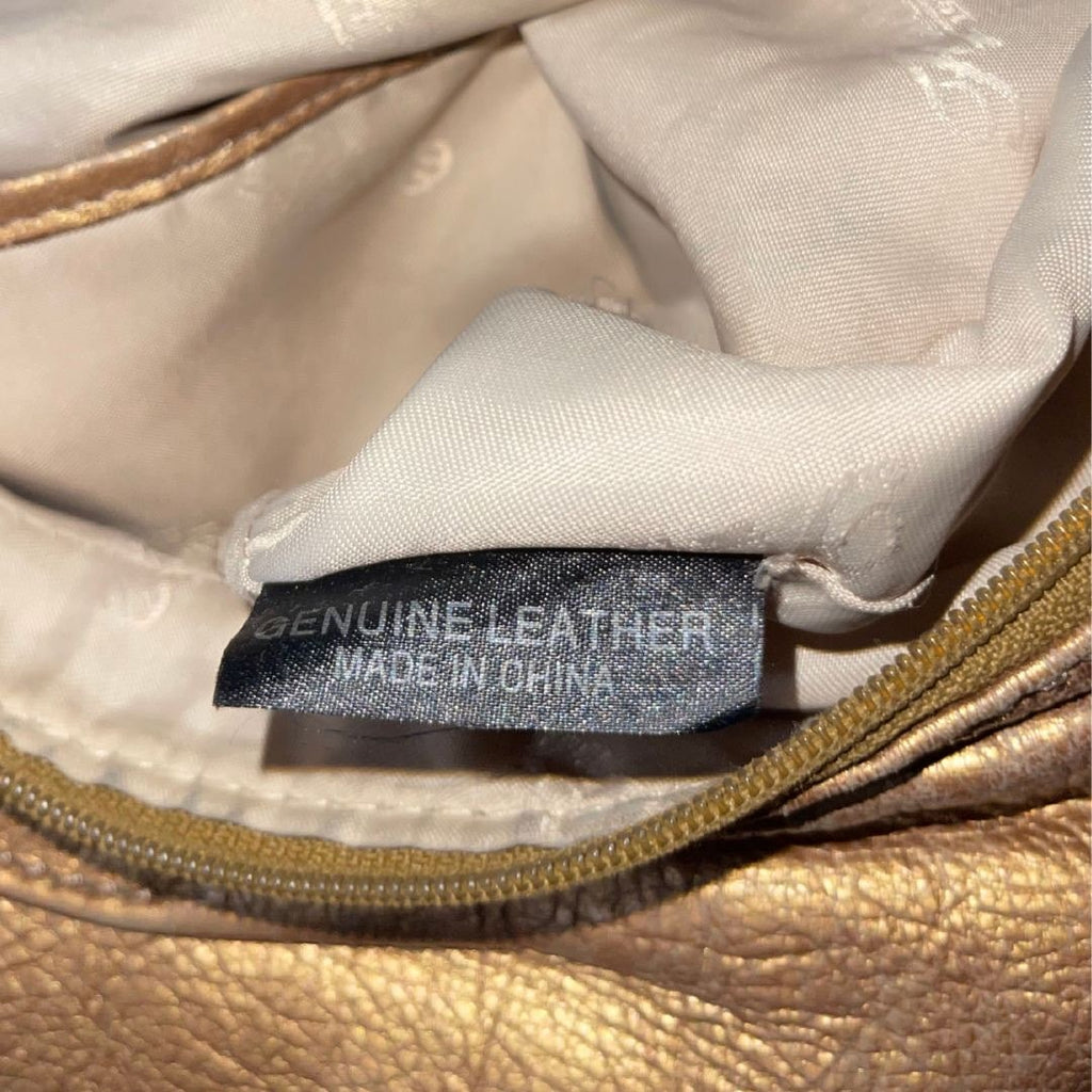 Fossil Genuine Leather Shoulder Hobo handbag Gold Crescent Purse