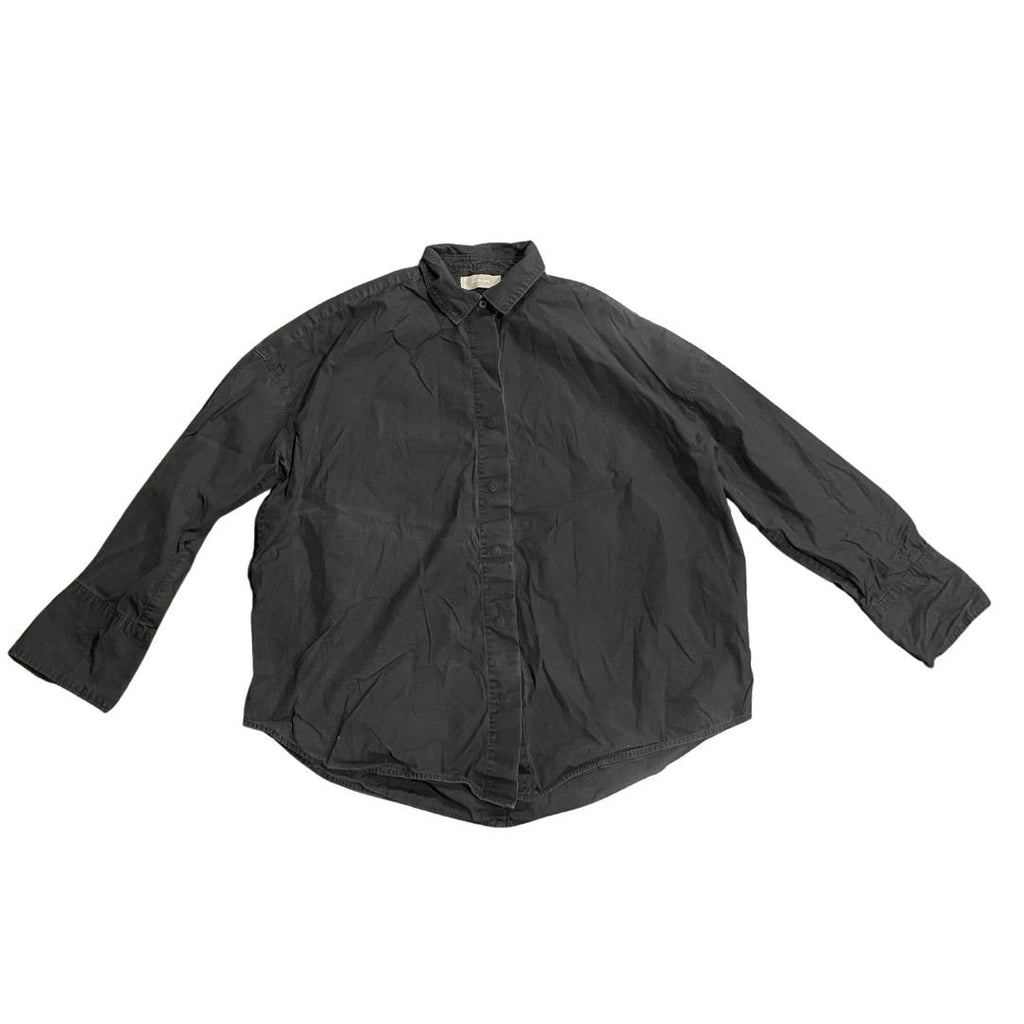 Everlane Everyday Black Button up Collar Shirt SZ Large Relaxed Fit Casual Chic