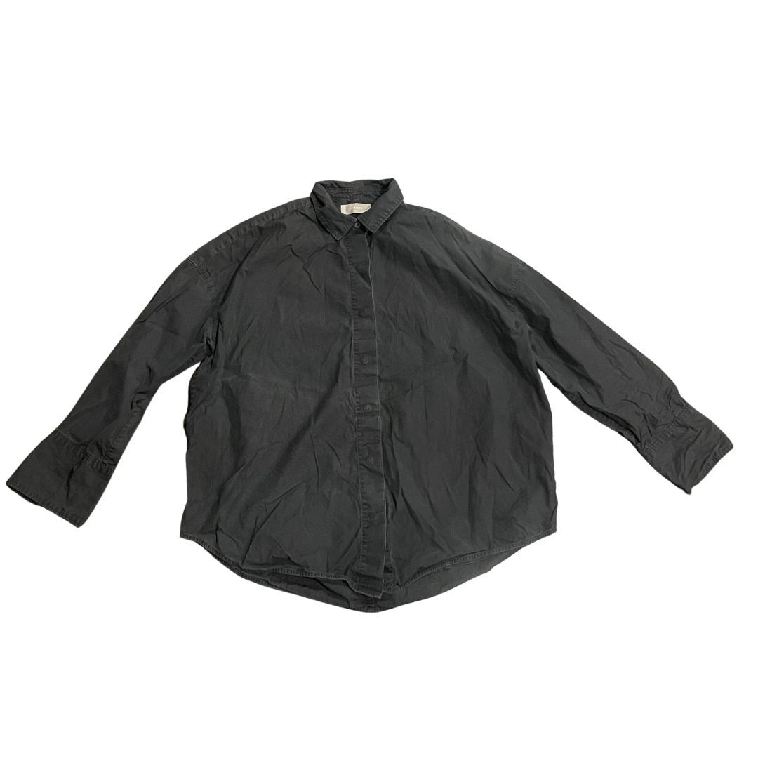 Everlane Everyday Black Button up Collar Shirt SZ Large Relaxed Fit Casual Chic
