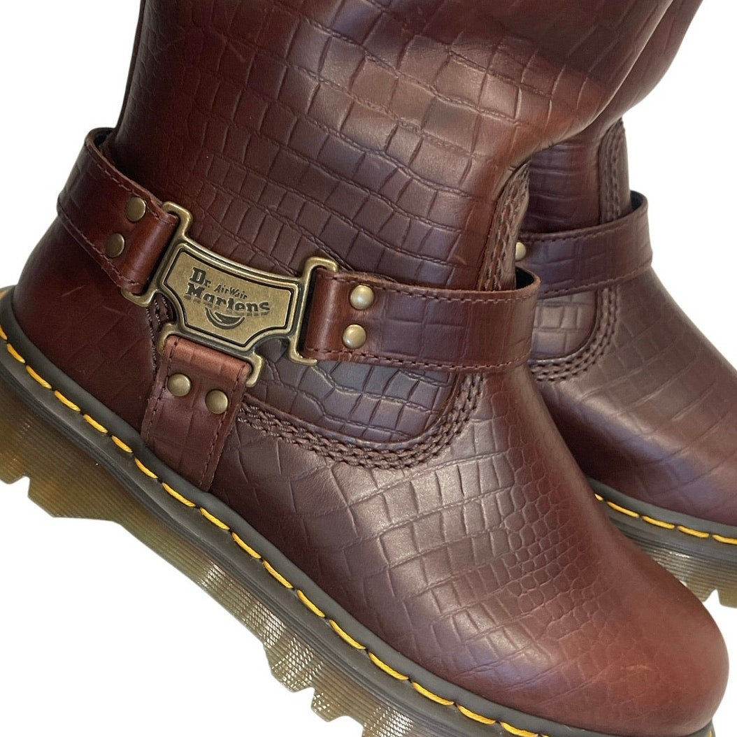 Dr. Martens Airwalk Anistone Hi Reptile Brown Leather Pull on Boots 7 Punk NWB