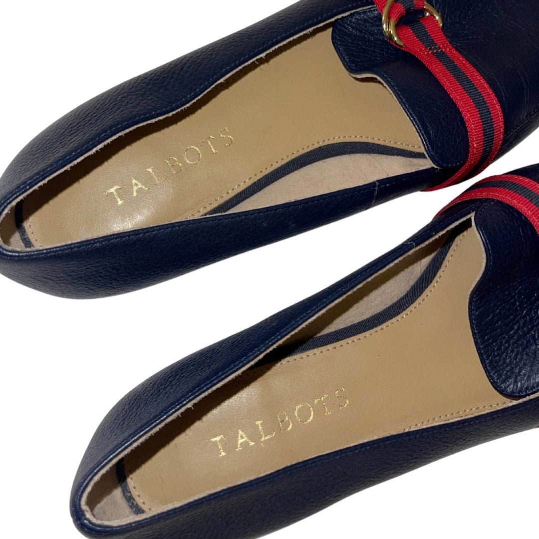 Talbots Women's Leather Navy Blue D-Ring Flats Loafers Comfort Classic Size 7