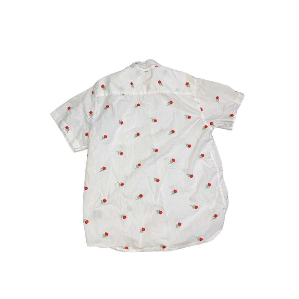 Eighty Eight Men's Rose Embroidery Design Button up Collar Short Sleeve Size L