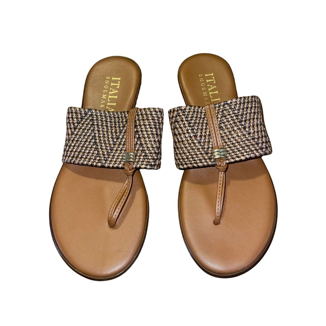 Italian Shoemaker Layna Thong Sandals Fabric T-Stap Size 6 Made in Italy Slip-on