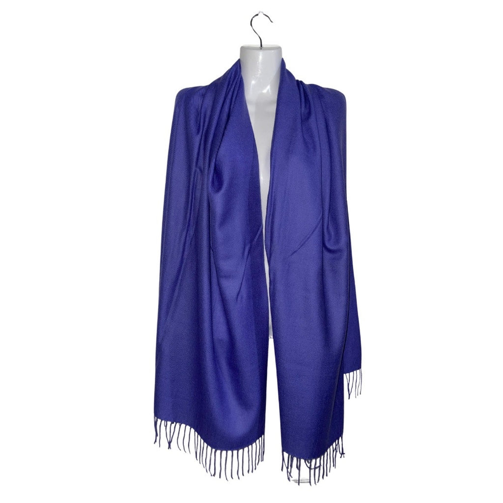 Nordstrom Cashmere Wool Blend Wrap Pashmina Scarf Shawl Fringe Blue Lavender EUC