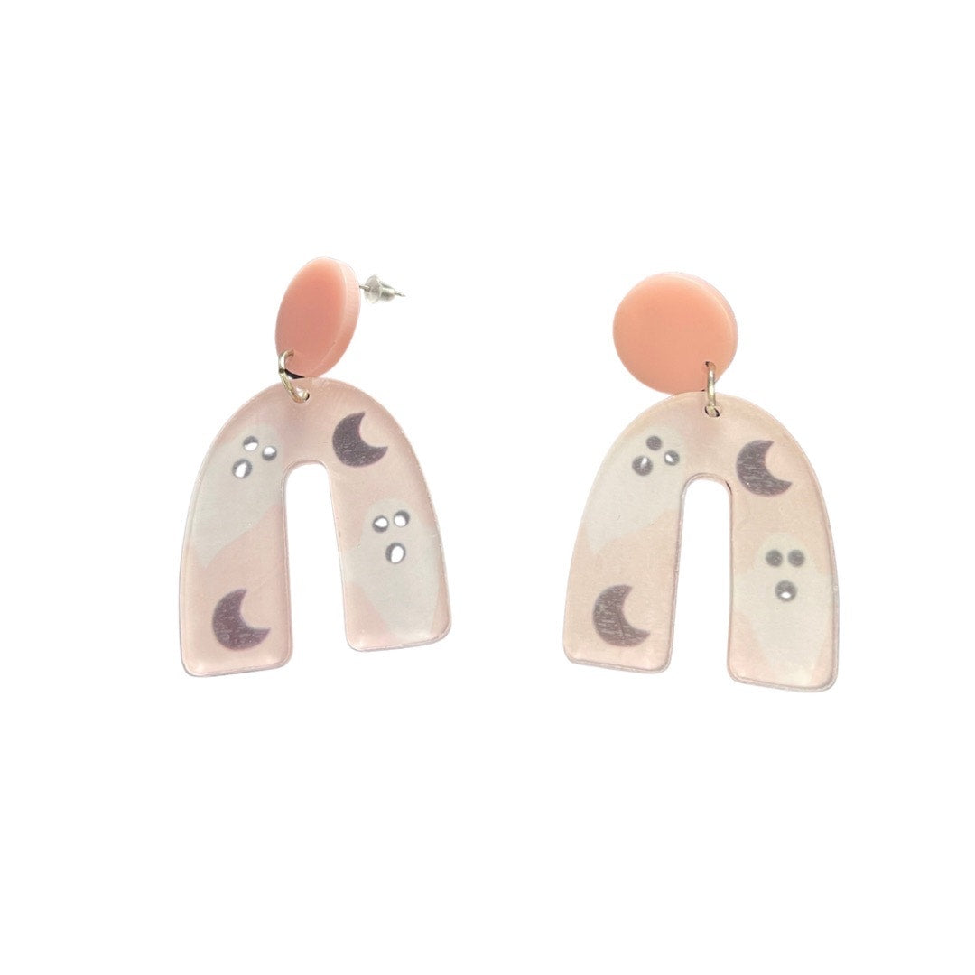 Pink ghost/crescent Earrings