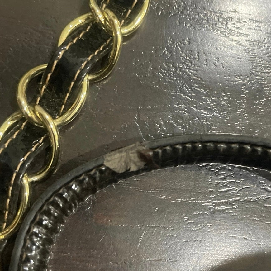 Merona Patent Faux Leather Shoulder Bag Belted Chain Y2K Vintage Slouchy Hobo