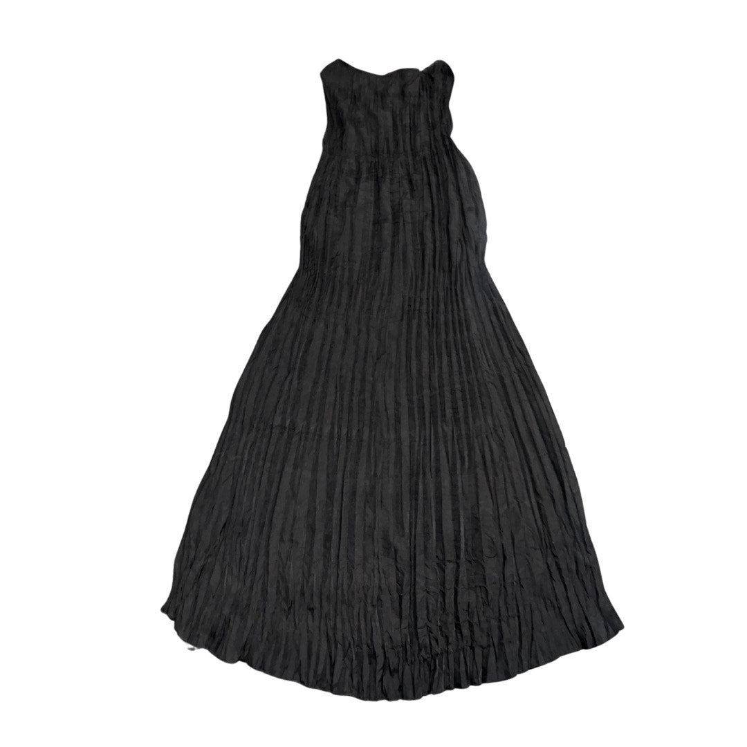 Natural Impressions Dress Sleeveless v-neck pleated maxi black vacation summer NWT